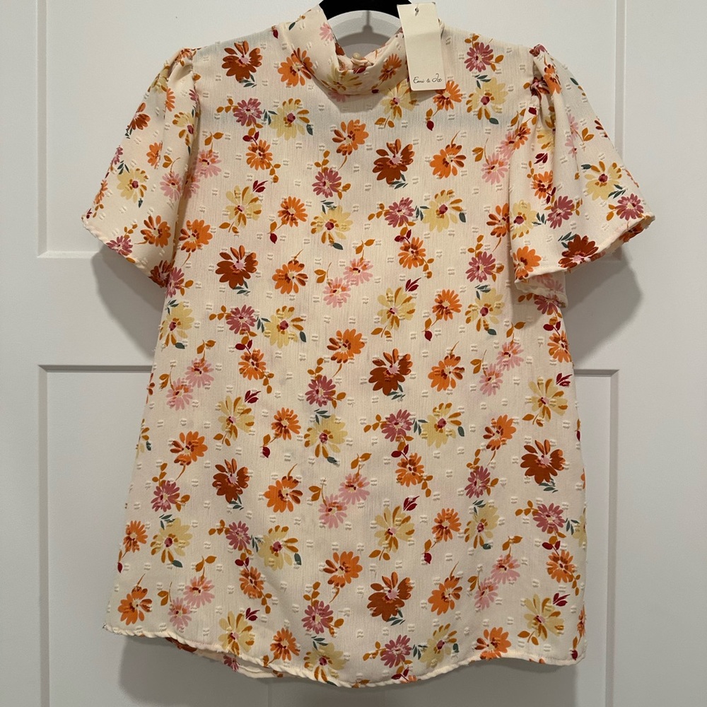 NWT Floral High Neck Blouse
